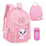 Mochila Set 3 Pzs  Escolar Kawaii De Niña,gran Capacidad, Estudiante Lapicera Tote