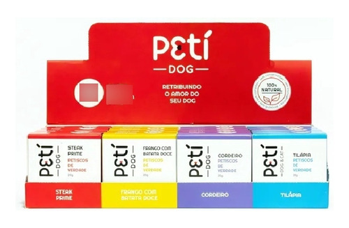Petisco Natural Para Cães  Kit Com 4  Sabores 80g Peti Dog