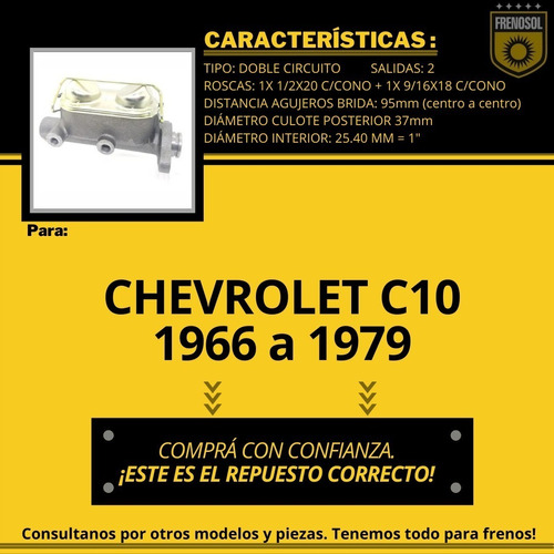 Bomba De Freno Chevrolet C10 Chevy Chevrolet 400 Apache Foto 3