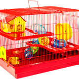 Gaiola Casa Para Hamster Completa Grande 2 Andar Vermelho