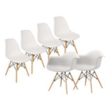 Set 4 Sillas +2 Sillones Diseño Moderno Eames Pata Madera Ct