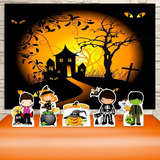 Painel + Displays Festa Infantil Halloween Bruxas Kit Rubi