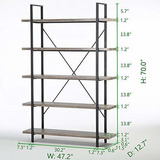 Hsh Furniture 5shelf Vintage Industrial Rustic Bookshelf Lib