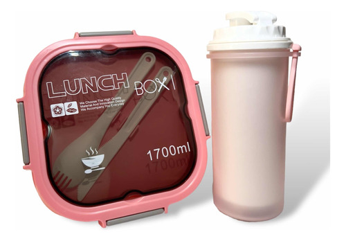 Lunch Box Topper Botella Vaso Cubiertos Capacidad 1700ml