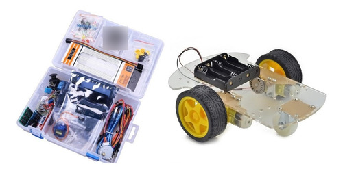 Kit Placa Uno R3 Completo Para Arduino Chasis Robot Rect 2wd