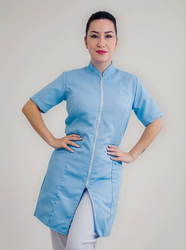 Jaleco Feminino Oxford Zíper Manga Curta | MercadoLivre