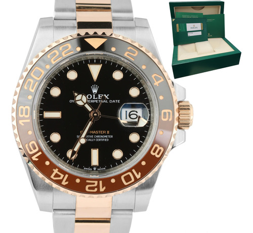 Relógio Rolex Gmt Rootbeer Rose Super Clo Ouro 18k Suíço