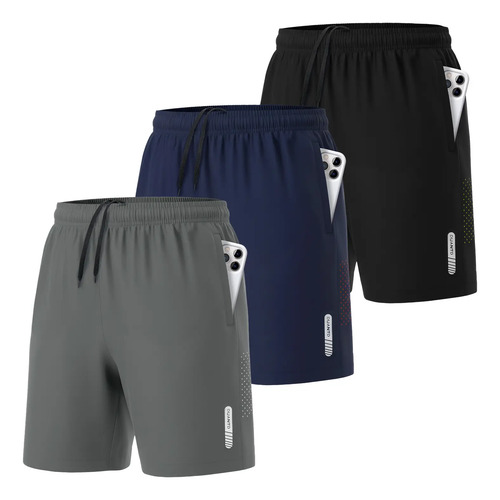 3 Shorts Para Entrenar Hombre Deportivo Gym Con Bolsillo | Meses sin interés