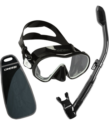 Combo Cressi F- Dual & Supernova Dry Snorkeling Y Buceo Color Negro/blanco