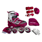 Patines Chicago Niña En Línea Ajustables + Kit. Envío Gratis