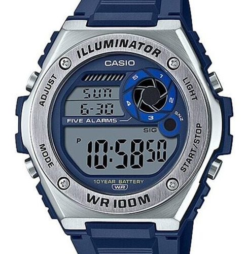 Relógio Casio Masculino Illuminator Mwd-100h-2avdf Cor Da Correia Azul