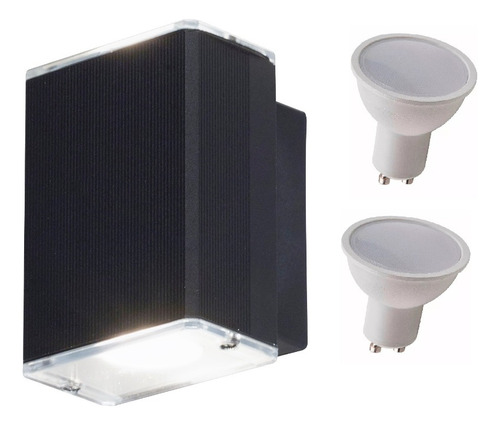 Aplique Pared Bidireccional Aluminio + 2 Dicroica Led 7w 