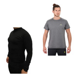 Remera Deportiva Hombre Urban Lux Gris + Camiseta Termica Ng