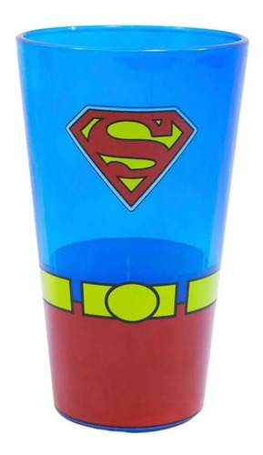 Copo Vidro Super Homem 450ml Dc Liga Da Justiça Licenciado