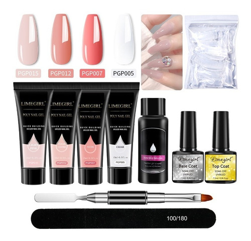 Kit De Extensión De Uñas Poligel Con Purpurina Acrigel, Adec