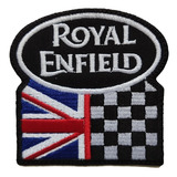 Parche Bordado Royal Enfield Con Bandera Iglaterra Y Pits