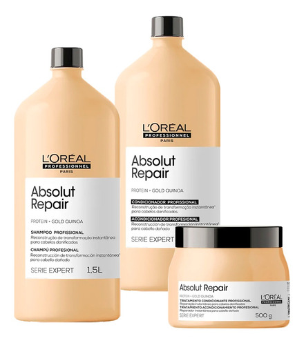Kit Loréal Absolut Repair Shampoo, Condicionador E Mascara