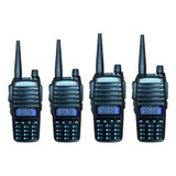 Kit 4 Radio Comunicador Ht Dual Band Bateria 5000mah