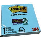 Bloco Post-it 3m 654 76x76 Mm Azul Electric C/90 Fls Recado 