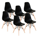 Cadeira De Jantar Henn Decorshop Charles Eames Dkr Eiffel, Estrutura De Cor  Preto, 6 Unidades