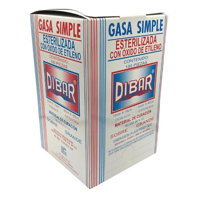 Gasa Simple Esteril Dibar 10x10 Cm Sobre Gde Caja 100 Piezas | MercadoLibre
