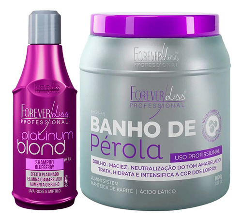 Forever Liss Shampoo Platinum Blond + Banho De Pérola 950g