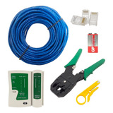 Kit 30 Mts Cabo Rede Testador Alicate 50 Plugs Rj45 Promoç