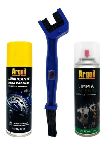 Limpia Cadena + Lubricante Y Cepillo Moto Bici Argoil