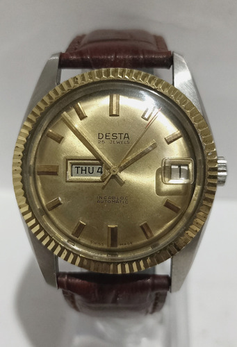 Fino Reloj Suizo Desta Automático Day-date '70s No Mido