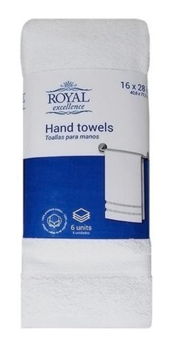 Pack 6 Toallas Manos 71x40cm - Royal Excellence Color Blanco