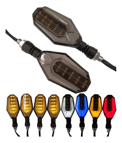 Par Direccionales Led Bicolor Intermitente P/moto Universal