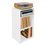 Estante Para Discos Lp De Vinil Em Mdf Branco Com Rodinhas