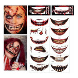 12pcs Adesivo De Tatuagem Boca De Halloween Birthday