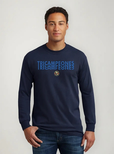 Jersey Playera M Larga Fútbol América Hombre Tricampeones | Meses sin interés