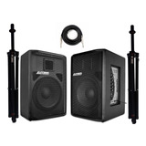 Kit Caixa Som Ativa Passiva 500w Rms +2 Tripe + Cabo 5m 