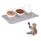 Trosetry Juego De 3 Cuencos De Ceramica Elevados Para Gatos
