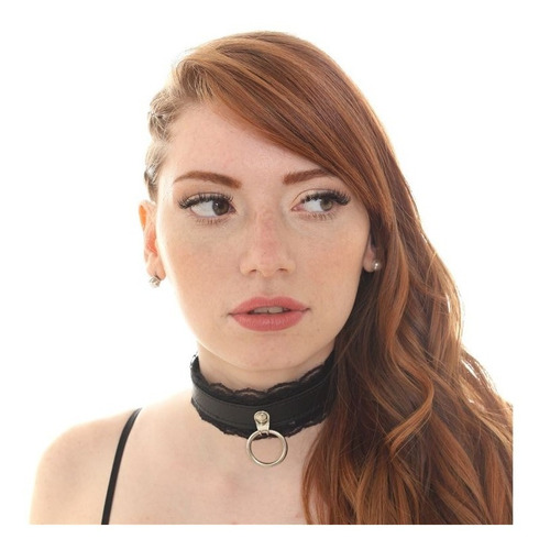 Collar Choker Urbano - Gargantilla Cuero Eco Con Aro - Fun*