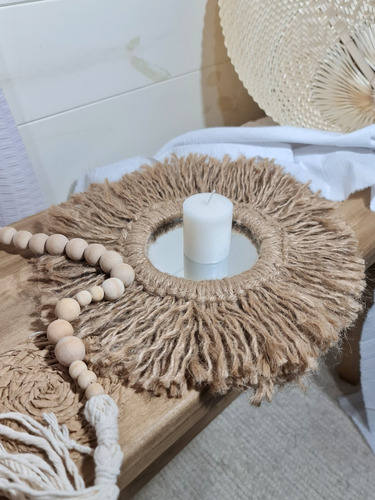 Espejo Circular Boho Macrame Yute