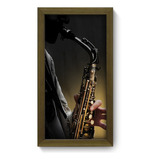 Quadro Decorativo - Saxofone - 19cm X 34cm - 002qdg Cor Da Armação Marrom