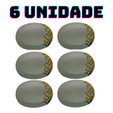 Jogo Com 6 Travessa De Vidro Oval Decorada 32x24x5cm