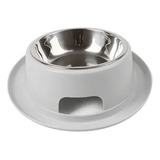 Bebedero Gato Perro Comedero Plato Anti Hormigas Acero Inox Color Gris