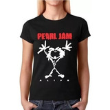 Camisa Feminina Baby Look Bandas Rock - Pearl Jam