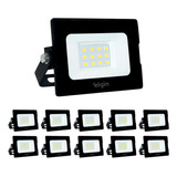 Kit 10 Refletor Led Projetor 10w Ip65 6500k Elgin