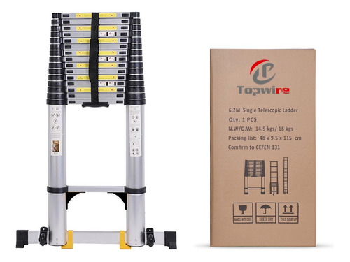 6.2m Escalera Telescópica Aluminio Con Ruedas Estabilizador