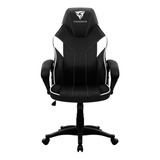 Cadeira De Escritório Thunderx3 Ec1 Gamer Ergonômica  Preta E Branca Com Estofado De Couro Sintético