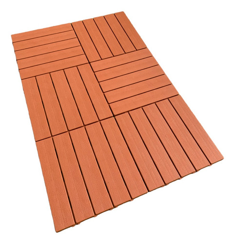 Kit 55 Deck Madeira Plástico Encaixe Modular  Sacada 4,92 M²