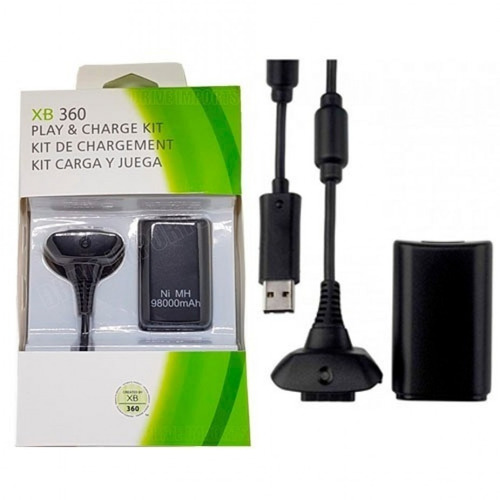 Bateria Recarregável Xbox 360 68000mah Super Cabo Carregador