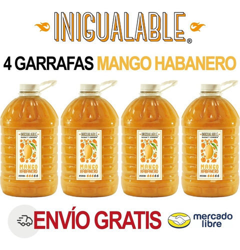 Inigualable Salsas Alitas Mango Habanero 4 Garrafas Picante
