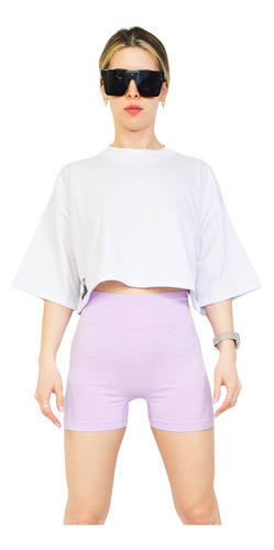 Crop Top Basico Liso Ideal Baile Casual Dama Remera Corta
