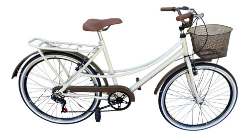 Bicicleta  26 Retro Ceci Newbike Retro Ceci Aro 26 26  6v Freios V-brakes Cor Creme/marrom Com Descanso Lateral